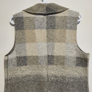TRIBAL Plaid Wool Sleeveless Vest, Grandmacore, Long Duster.